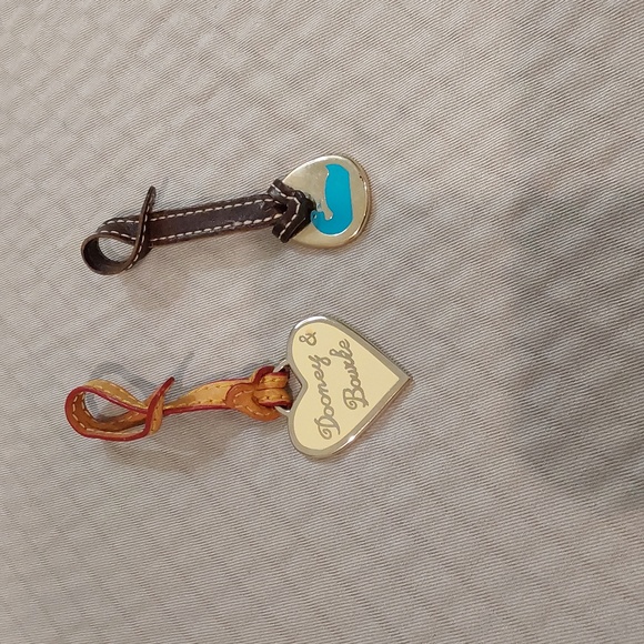 Dooney & Bourke Accessories - vintage Dooney & Bourke blue duck & Heart Shaped Signature Charms hang tags fobs